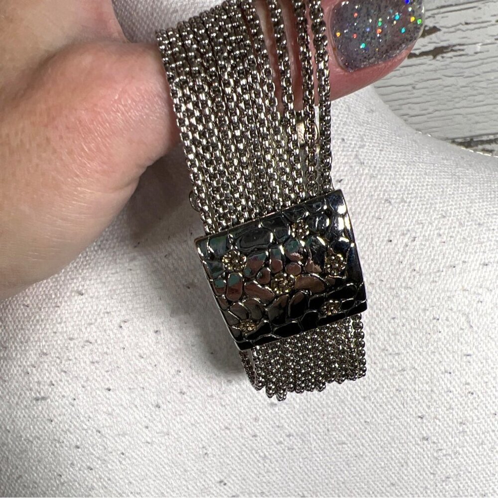 Silver & Gold Plated 10 Strand Box Chain Bracelet 7.75" EUC - Picture 5 of 5
